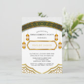 白とモダン金ゴールドイスラム婚約パーティ 招待状 (スタンド正面)