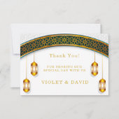 白とモダン金ゴールドイスラム サンキューカード (正面)