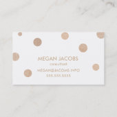 白とモダン金ゴールドシフェイクックの紙吹雪ドット 名刺 (裏面)