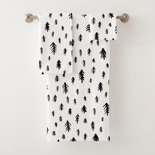 白とモダン黒のドドルクリスマスパイン バスタオルセット (インサイチュ)