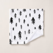 白とモダン黒のドドルクリスマスパイン バスタオルセット (ウォッシュタオル)