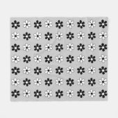 白とモダン黒の花をライトシルバーグレー フリースブランケット (正面(横))