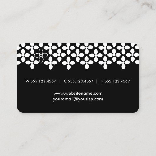 白とモダン黒の花パターン 名刺 (裏面)