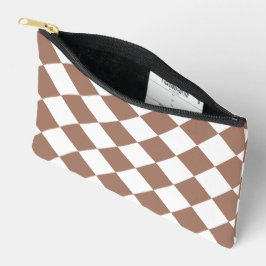 白とモチャムースのダイヤモンドパターン アクセサリーポーチ