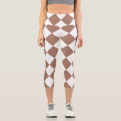 白とモチャムースのダイヤモンドパターン カプリレギンス (正面)
