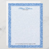 白とライトブルーのグリッターテクスチャ レターヘッド (正面/裏面)