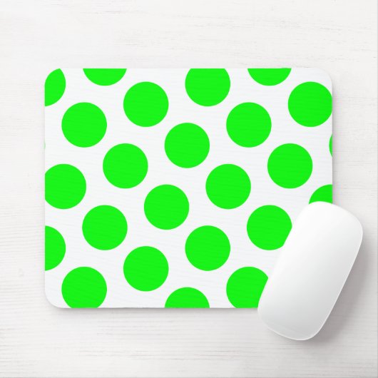 白とライムの水玉模様 マウスパッド (マウス)