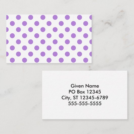 白とラベンダーの水玉模様 名刺 (正面/裏面)