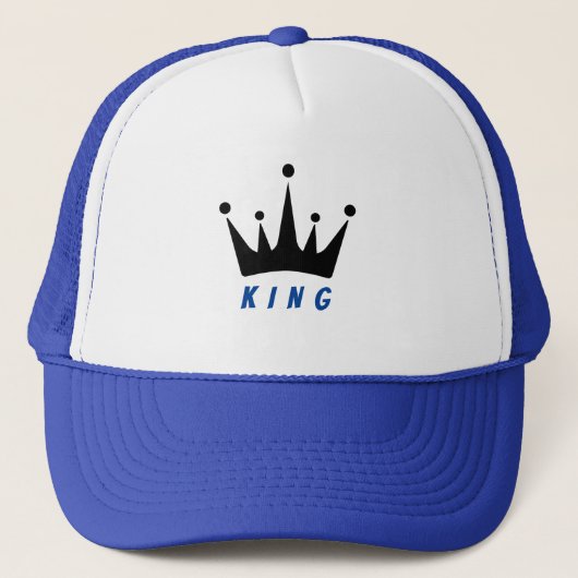 白とロイヤルKINGテキストクラウンイメージ キャップ (正面)