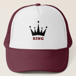 白とワインレッドのKINGテキストクラウンイメージ キャップ