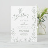 白と佐賀緑の厚い結婚式招待状 招待状 (スタンド正面)