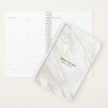 白と光の金ゴールドトーン大理石フェイク石 プランナー手帳<br><div class="desc">白エレガントモダンと光の金ゴールド大理石フェイク、カスタマイズ可能な文字。</div>