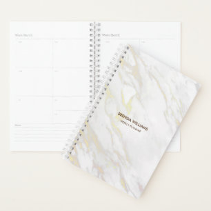 白と光の金ゴールドトーン大理石フェイク石 プランナー手帳