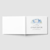 白と埃っぽい青のフローラ結婚ズ ゲストブック (全面)