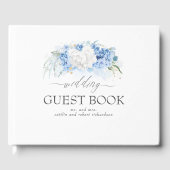 白と埃っぽい青のフローラ結婚ズ ゲストブック (正面)