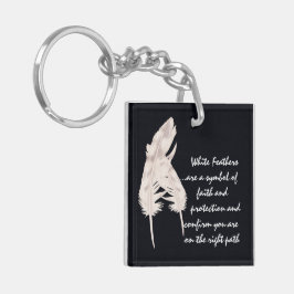 白と意味の羽 キーホルダー
