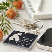 白と意味の羽 キーホルダー (正面右)