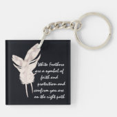 白と意味の羽 キーホルダー (裏面)