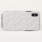 白と明るいグレーのフローラペイズリーパターン Case-Mate iPhoneケース (裏面(横))