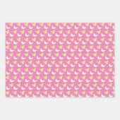 白と明るい黄色の蝶ピンク飛んでいる色 ラッピングペーパーシート (正面)