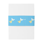 白と明るい黄色の蝶飛んでいる青 招待状ベリーバンド (裏面例)