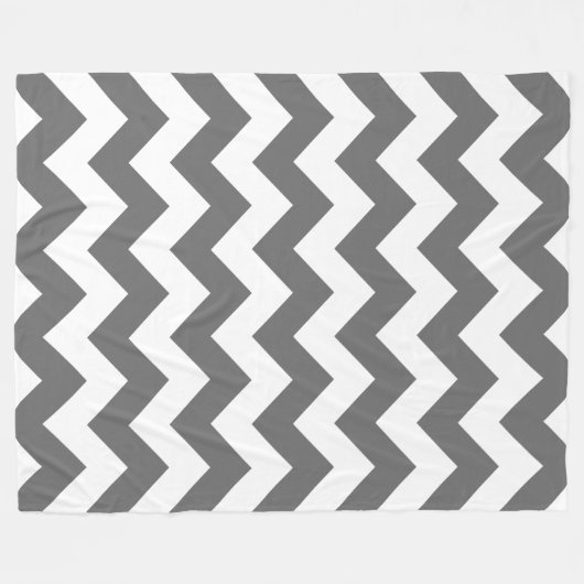 白と木炭のグレーシェブロン フリースブランケット (正面(横))