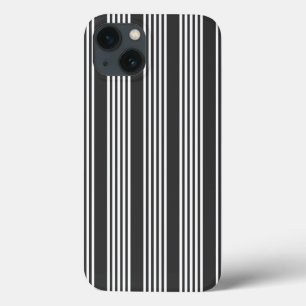 白と木炭の5つのストライプパターン iPhone 13ケース