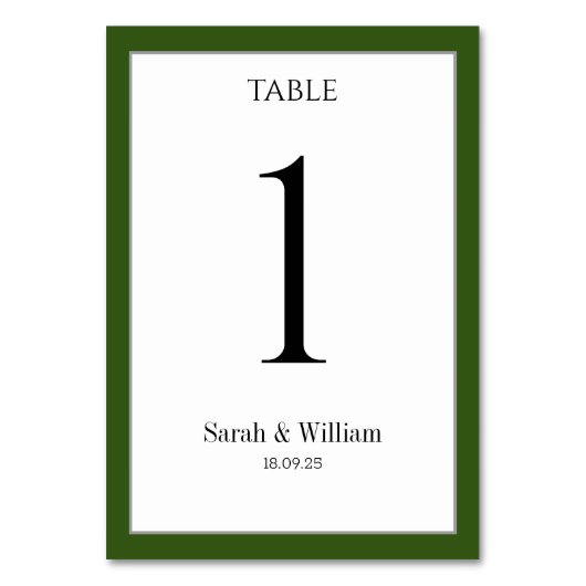 白と松の森の緑縁ど結婚の テーブルナンバー (裏面)