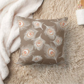 白と桃の孔雀の羽のトゥーペタン クッション (ブランケット)