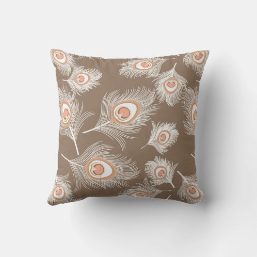 白と桃の孔雀の羽のトゥーペタン クッション (裏面)
