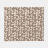 白と桃の孔雀の羽のトゥーペタン フリースブランケット (正面(横))