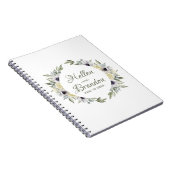 白と桃の花のフレーム ノートブック (右側)