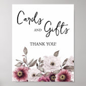 白と梅のフローラカードとギフト赤ちゃんシャワー ポスター (正面)