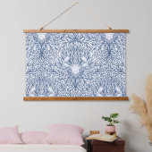 白と海軍のカニと海草 吊り下げ型タペストリー (寝室)