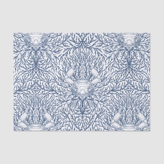 白と海軍のカニと海草 薄葉紙 (正面)