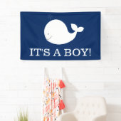 白と海軍のホエールバナー | 1つの文字 横断幕 (インサイチュ)