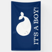 白と海軍のホエールバナー | 1つの文字 横断幕 (縦)