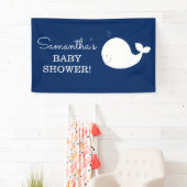 白と海軍のホエールバナー | 2行の文字 横断幕 (インサイチュ)