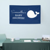 白と海軍のホエールバナー | 2行の文字 横断幕 (トレードショー)