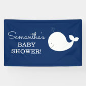 白と海軍のホエールバナー | 2行の文字 横断幕 (横)