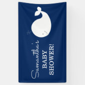 白と海軍のホエールバナー | 2行の文字 横断幕 (縦)