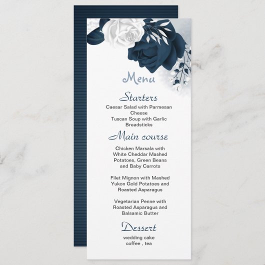 白と海軍の花の美結婚美 メニュー (正面/裏面)