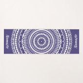 白と消音した紫のメーンディヘンナマンダラ ヨガマット (正面(横))