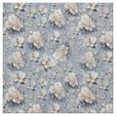 白と淡青のシルキーの花が繰り返す ファブリック (見本)