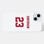 白と深いレッドジャージーの名前番号カスタム Case-Mate iPhoneケース (裏面 (横))