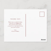 白と濃い赤の文字 |写真結婚に感謝 ポストカード (裏面)