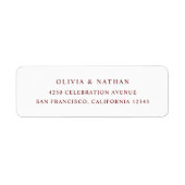 白と濃い赤 |シンプルエレガント文字 ラベル (正面)