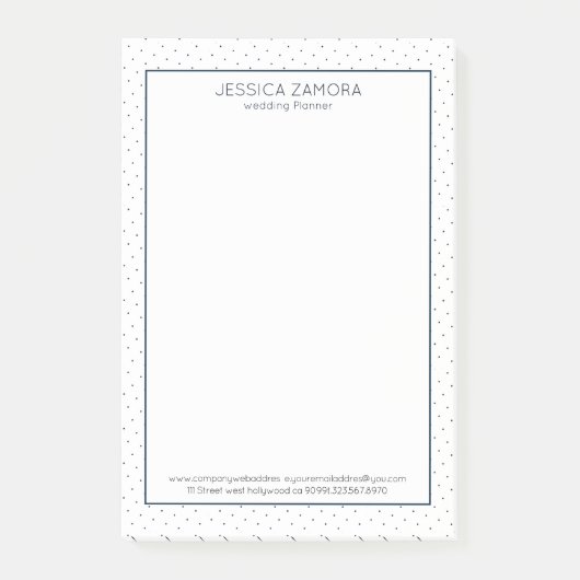 白と濃い青のドットのパターン ポストイット (正面)