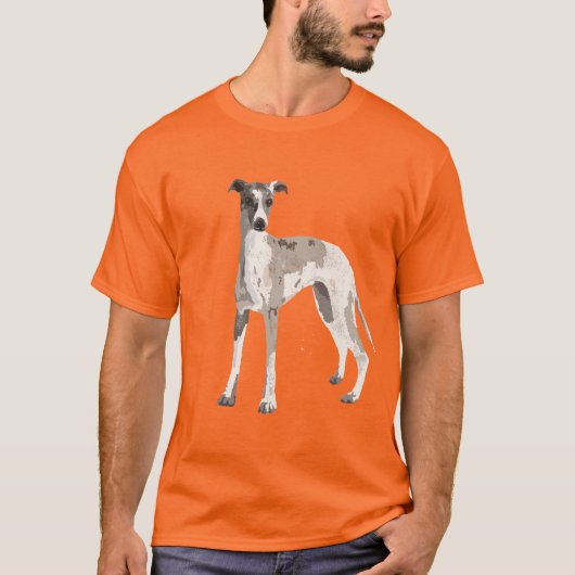 白と灰色のウィペット Tシャツ (正面)