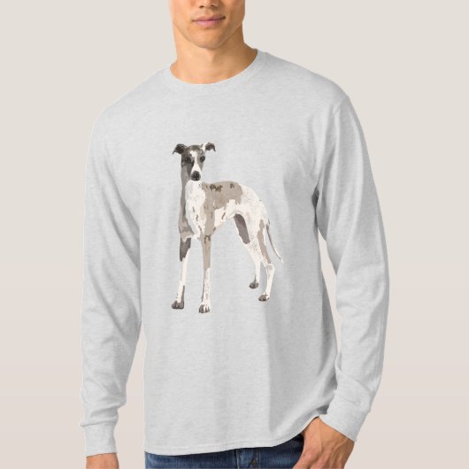 白と灰色のウィペット Tシャツ (正面)